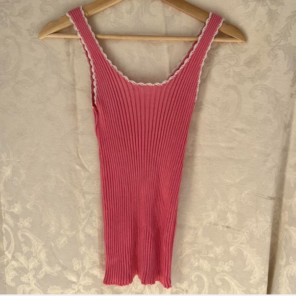 Pink Ribbed Button-Down Tank Top - Picture 7 of 7